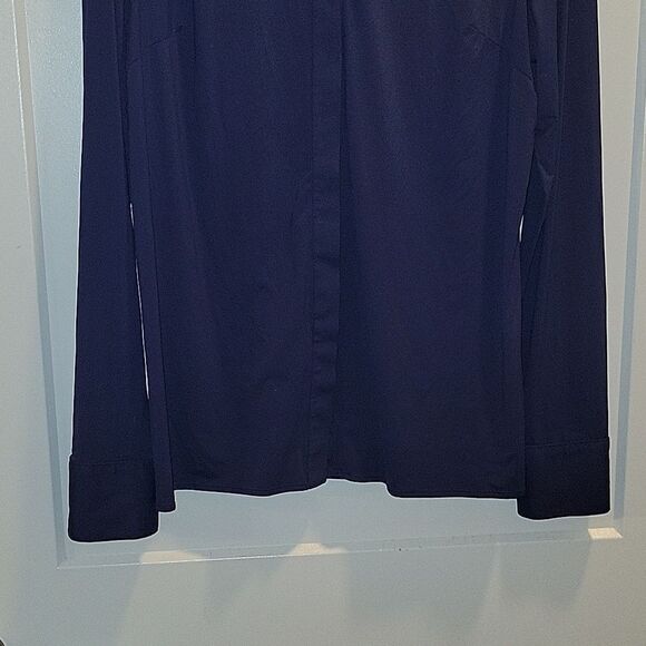 Luxeire The Classic Button Up Blouse Top shirt  Navy XL - Picture 8 of 12